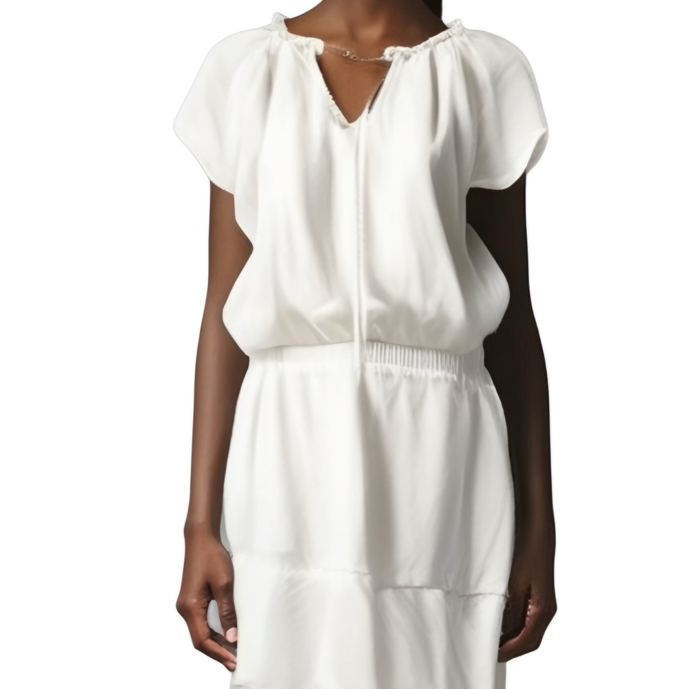 Anthropologie Cloth & Stone Relaxed Fit Ruffle Neck & Tiered Dress - M